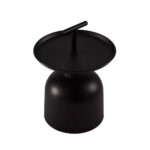 Matte black soap dispenser with a pump top on a rounded bottle base (front view)