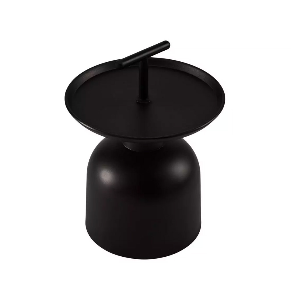 SELECTed_Torsion_pyöreä_sohvapöytä_sivupöytä_02 - Edella Matte black soap dispenser with a pump top on a rounded bottle base (front view)